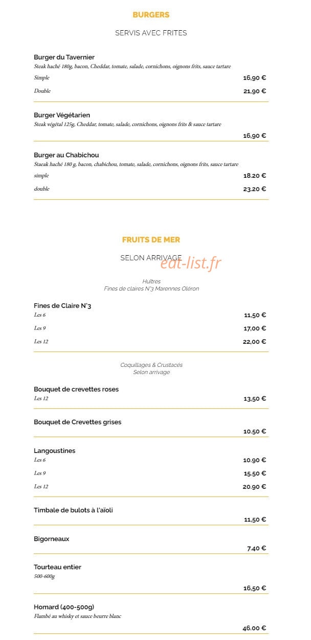 La Taverne — carte page 5