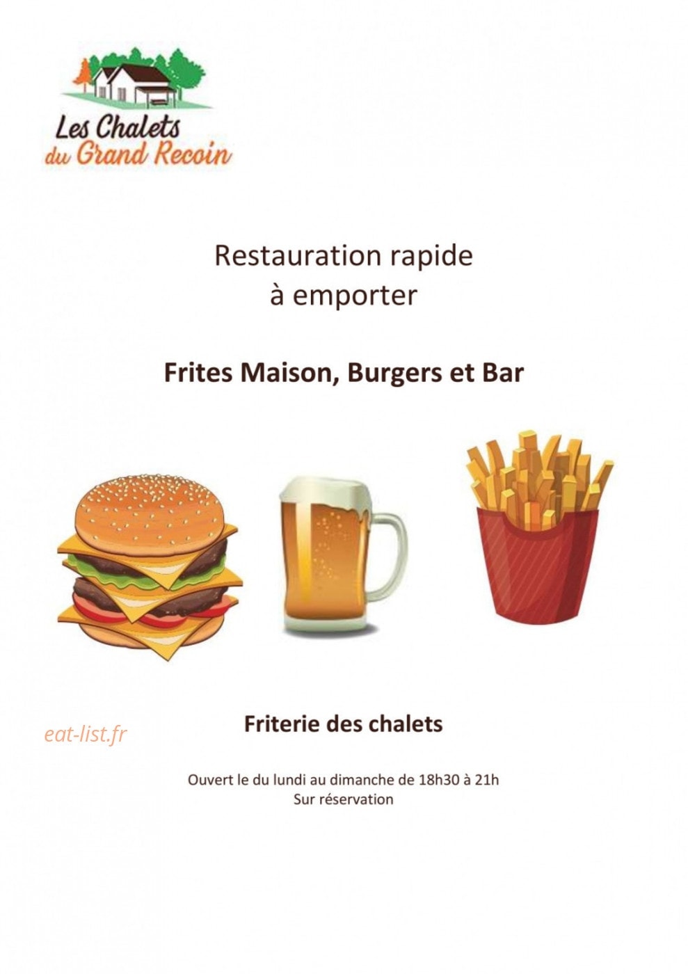 Friterie des chalets — carte page 1
