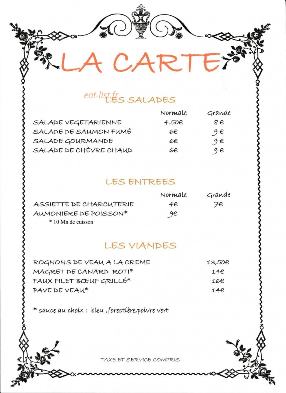 Auberge De La Clouère — carte page 2