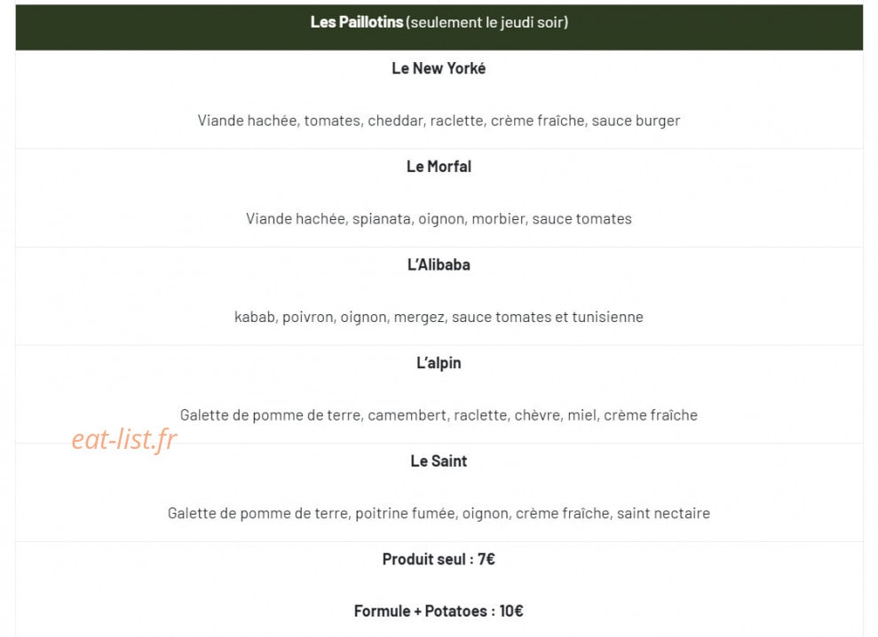 La Paillote — carte page 8