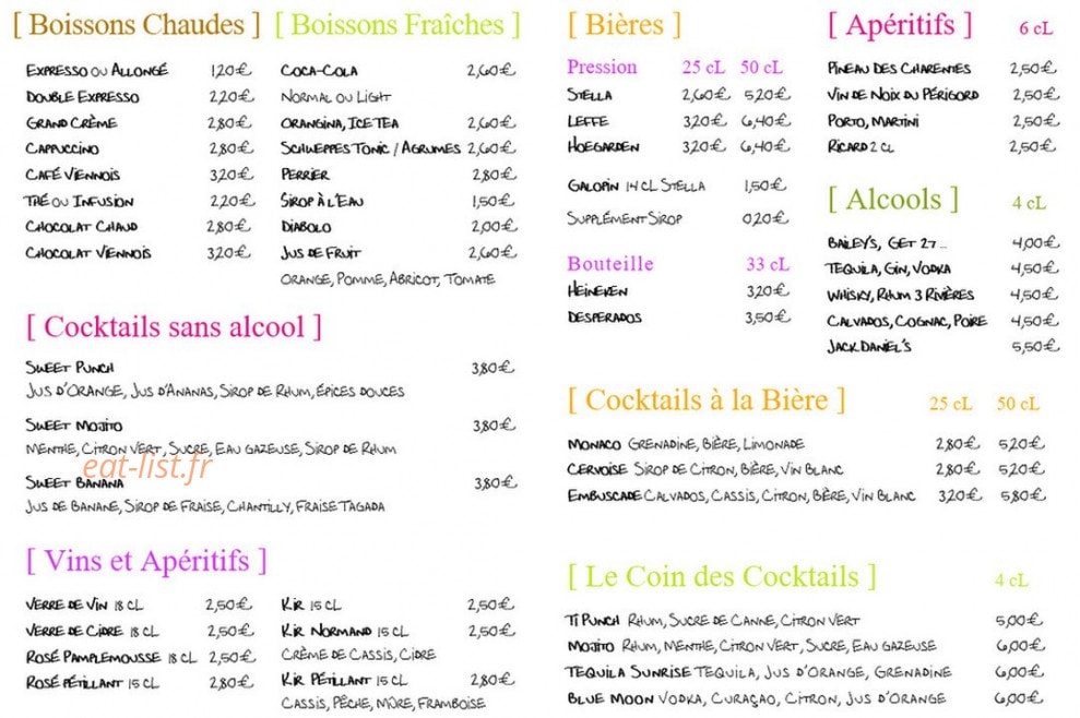 Le bar a crepe — carte page 5
