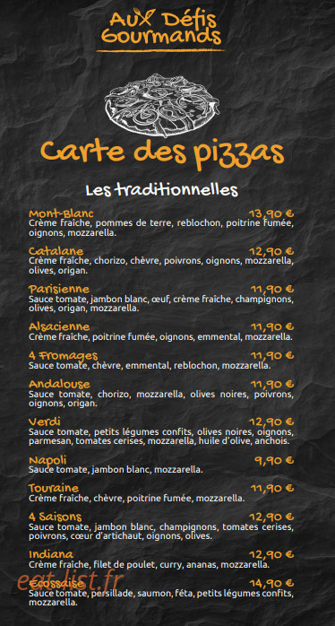 Aux Défis Gourmands — carte page 2