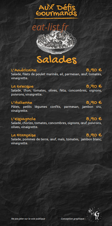 Aux Défis Gourmands — carte page 6