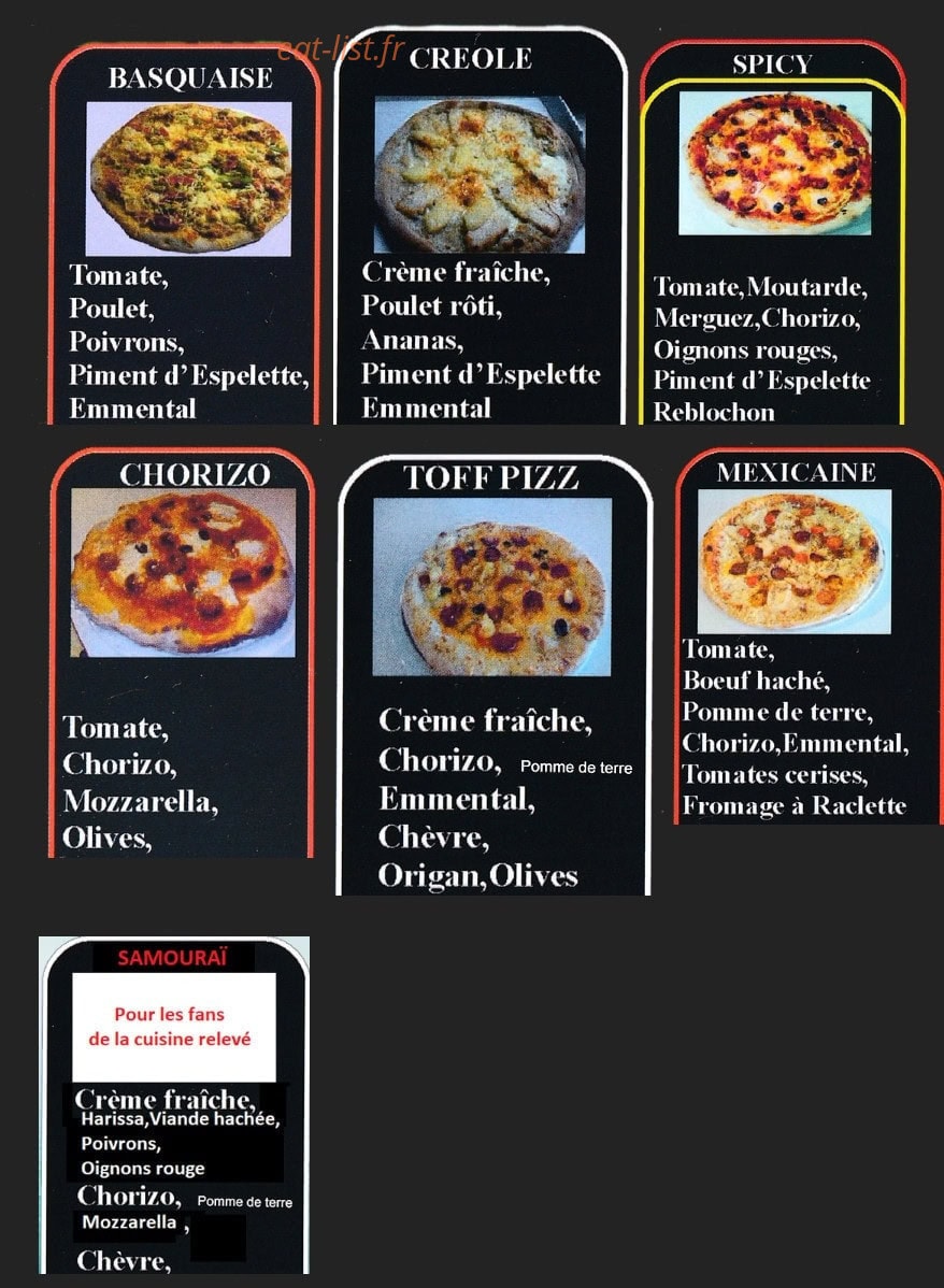 Toff Pizz — carte page 3