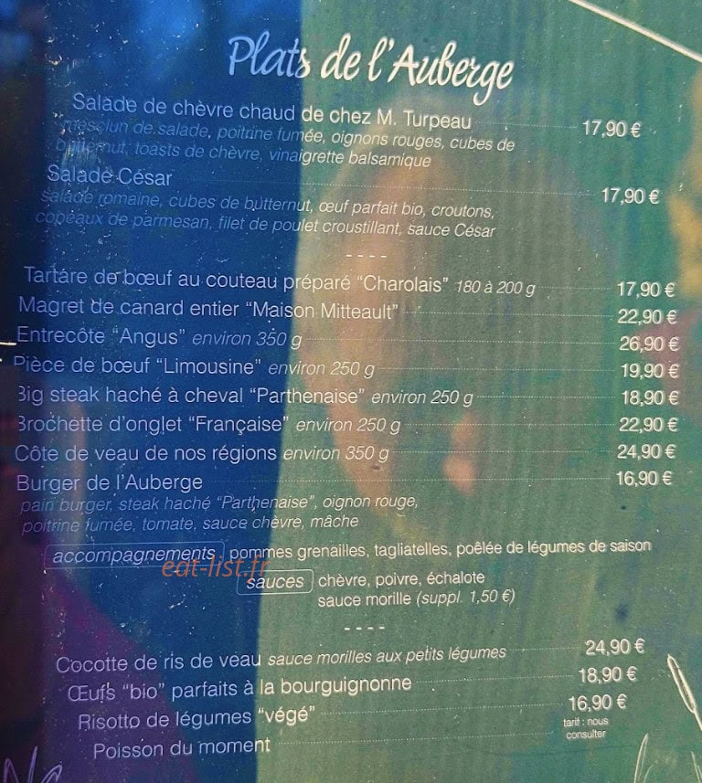L’Auberge d’Élo — carte page 1