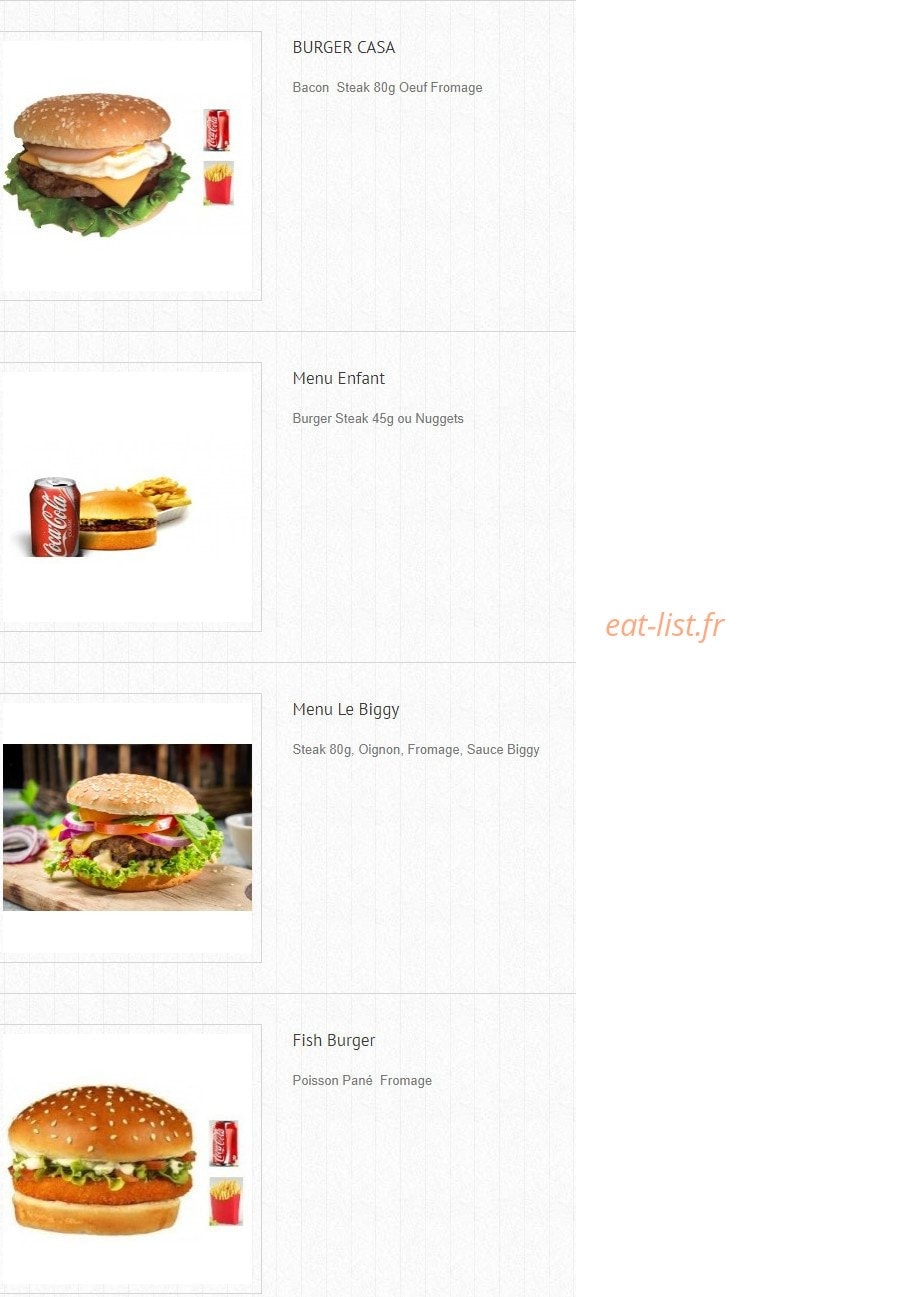 Carte et menu de Le Biggy Food à Migne Auxances — Les burgers page 2