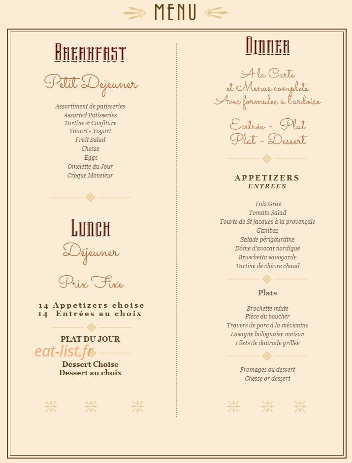 Le Chalet à Pressac - menu et photos