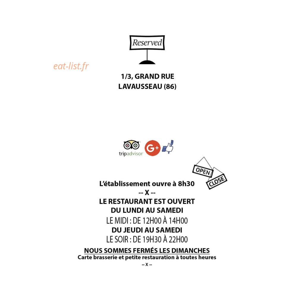Carte et menu de L'Auberge de la Tannerie à Boivre-la-Vallée — Les informations