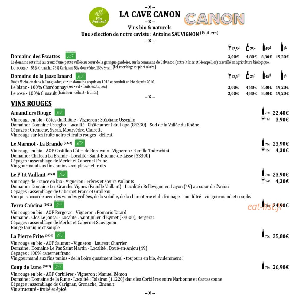 Carte et menu de L'Auberge de la Tannerie à Boivre-la-Vallée — Les vins rouges (suite)
