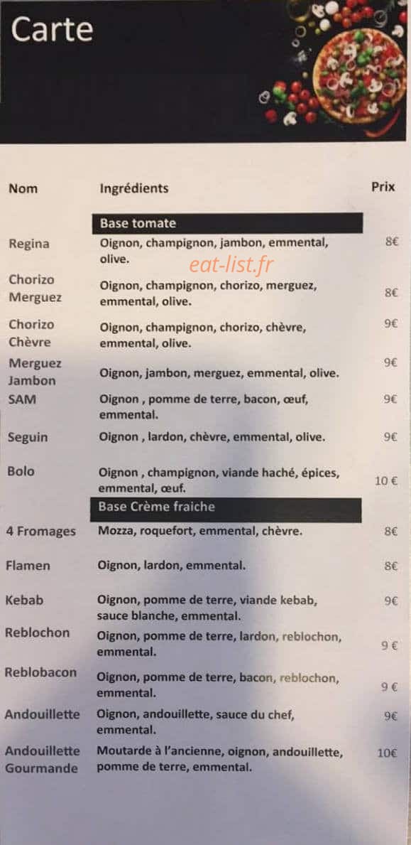 Bar Chez S.A.M — carte page 1