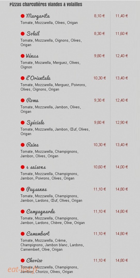 Allo Pizza — carte page 1