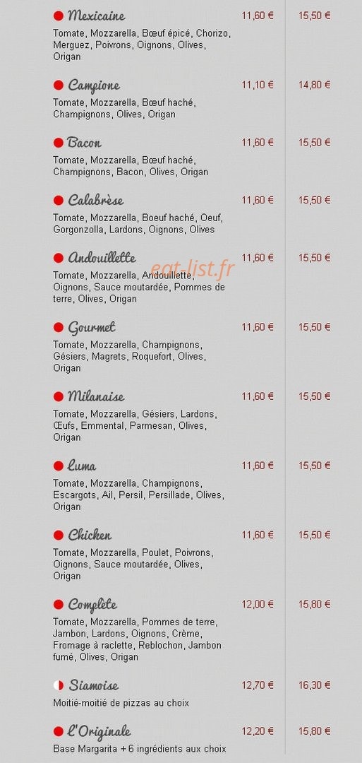 Allo Pizza — carte page 2