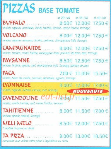 Les Pizzas de Gwen — carte page 1
