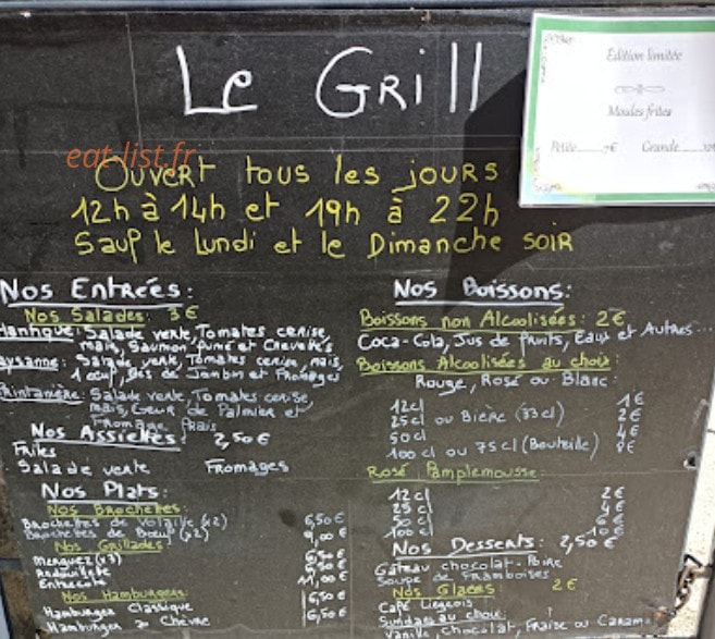 Le Grill de la Gartempe — carte page 1