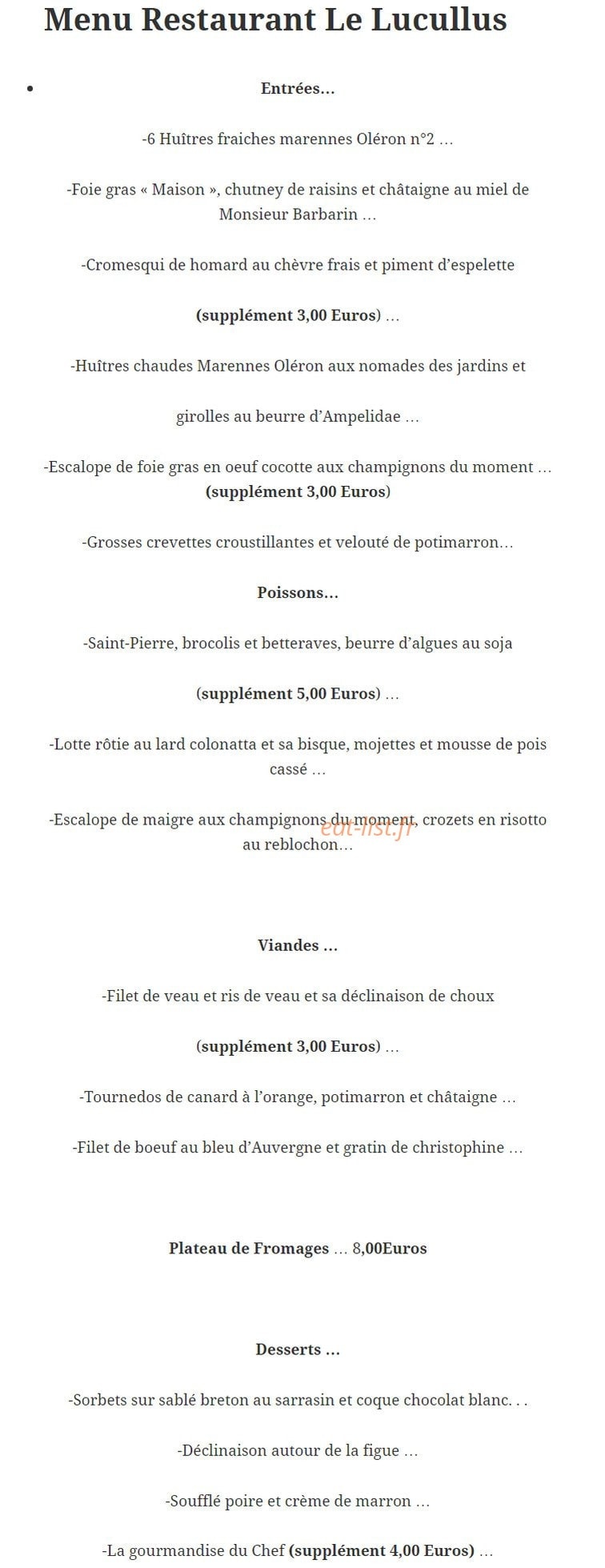 Le Lucullus — carte page 1