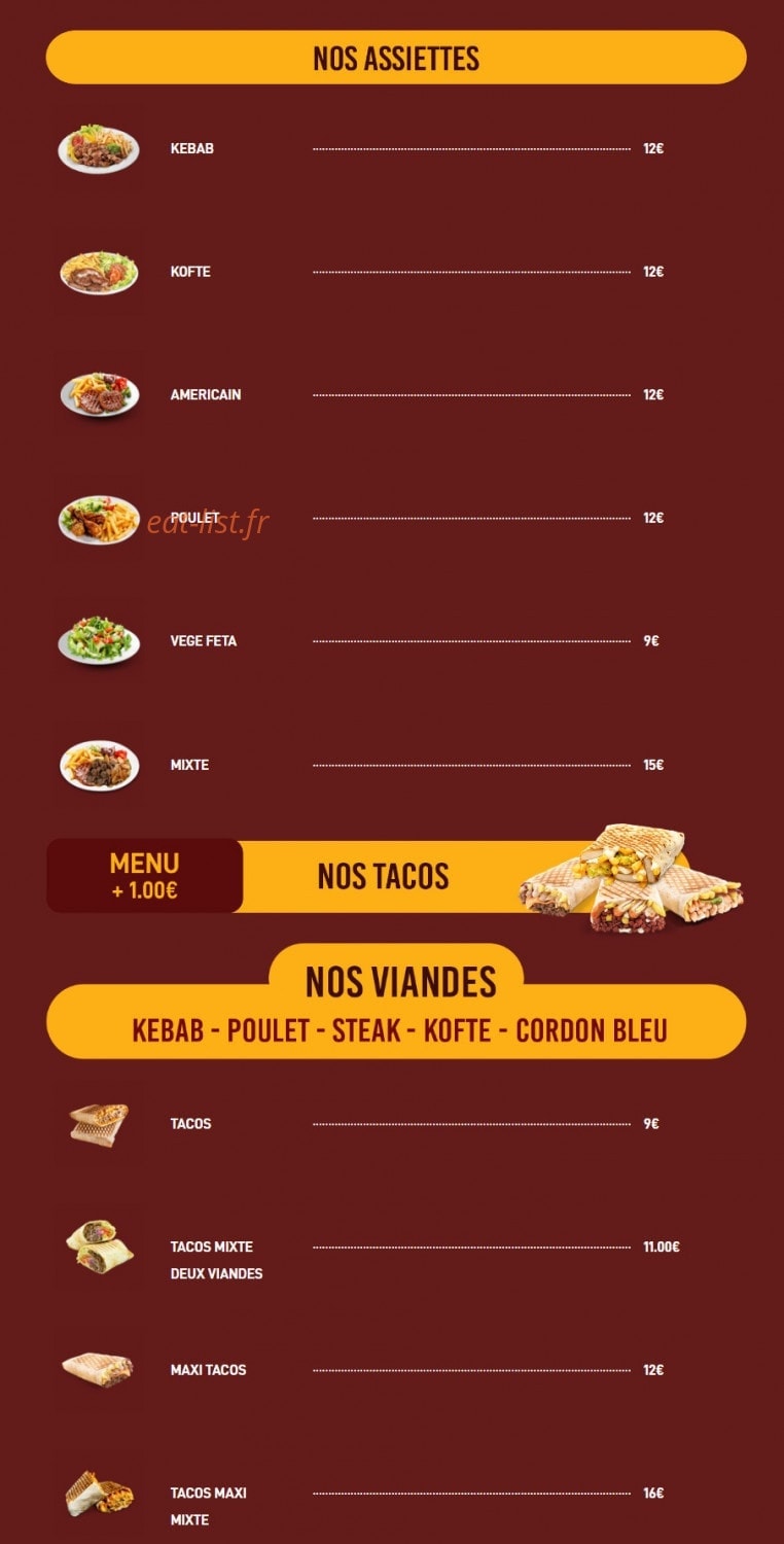 Naan Kebab — carte page 1