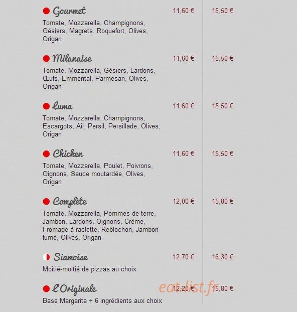 Allo Pizz' — carte page 3
