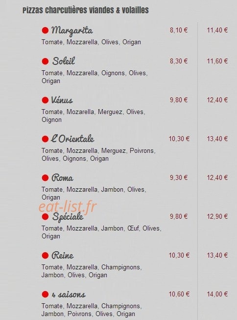 Allo Pizz' — carte page 1
