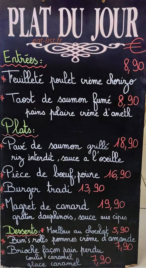 Bistrot La Boussole — carte page 1