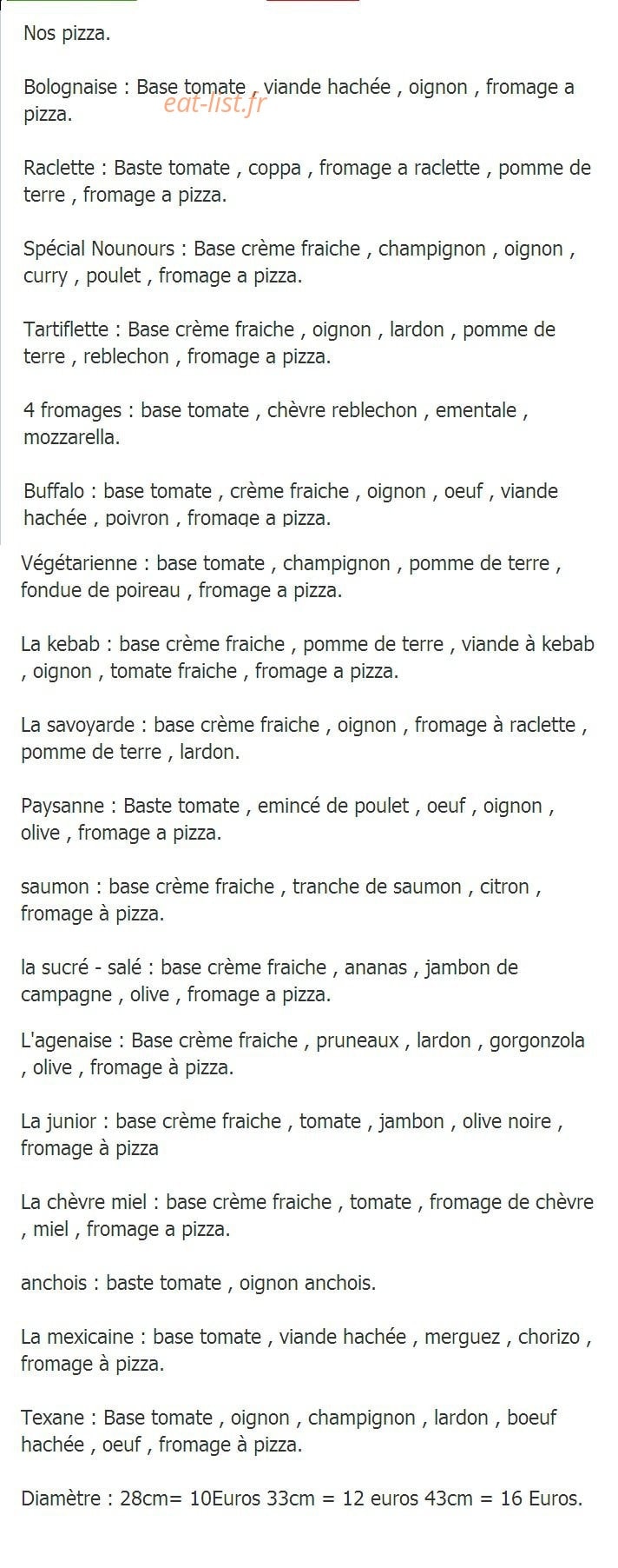 Pizza Nounours — carte page 1
