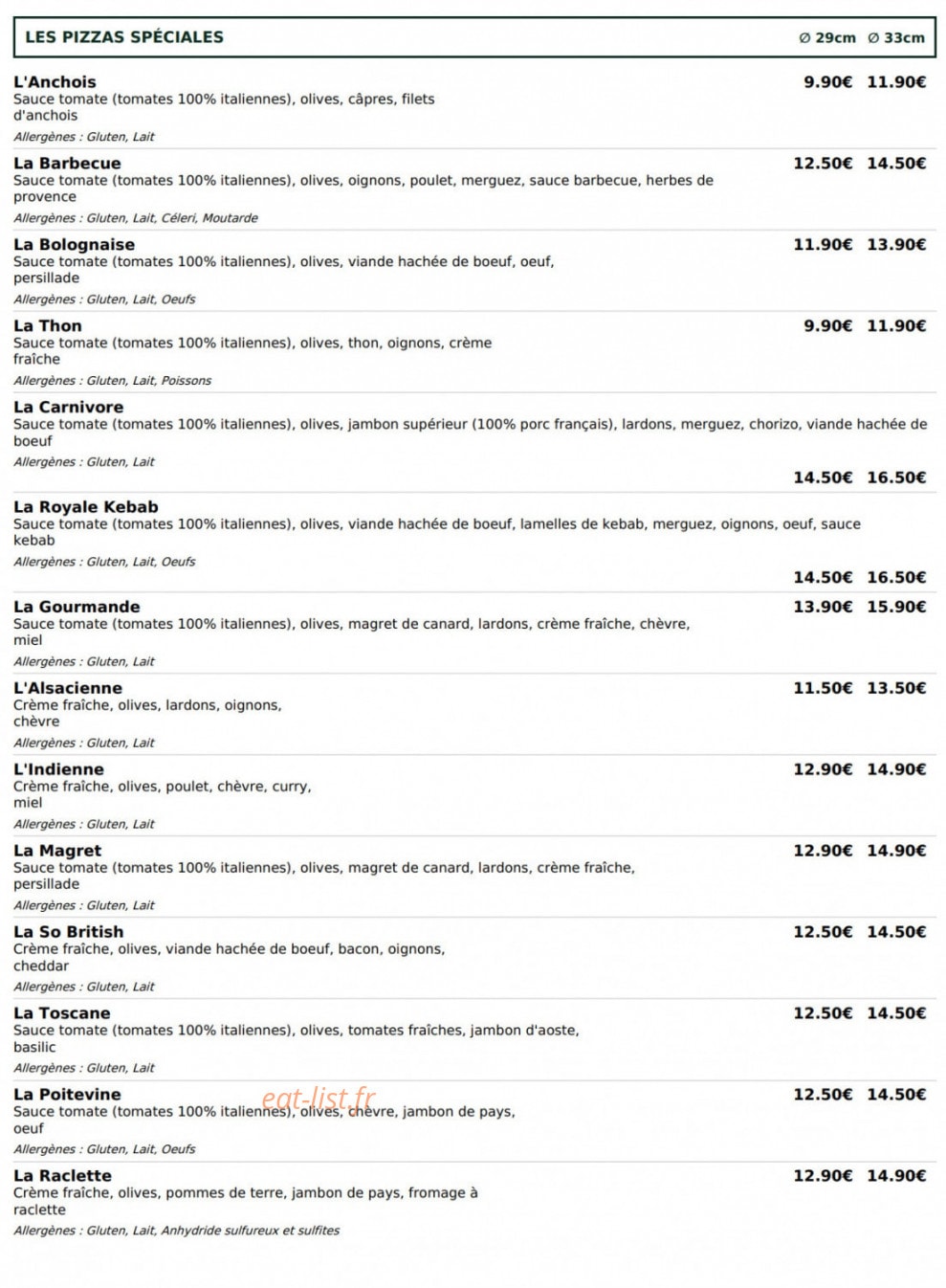 Le Kiosque à Pizzas — carte page 3