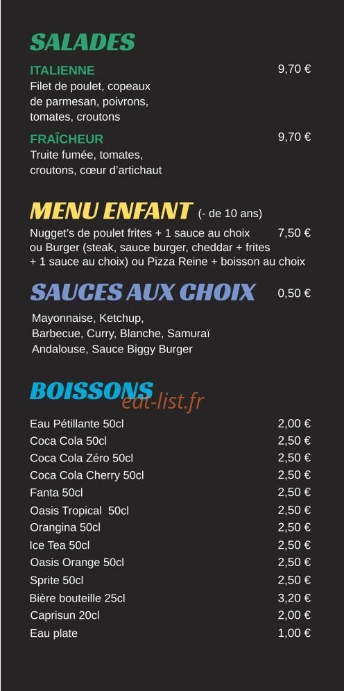 Au Parking Pizza Burger — carte page 5