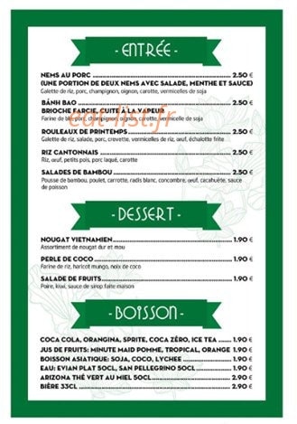 Au p'tit Vietnam — carte page 1