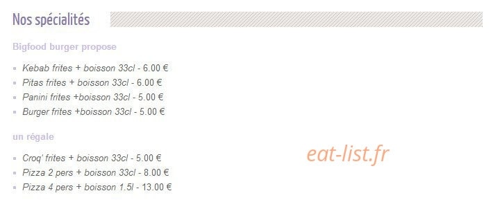 Big Food — carte page 3