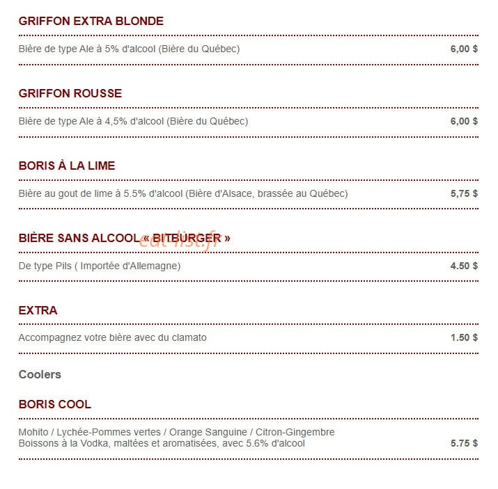 Bistrot de la Cité — carte page 12