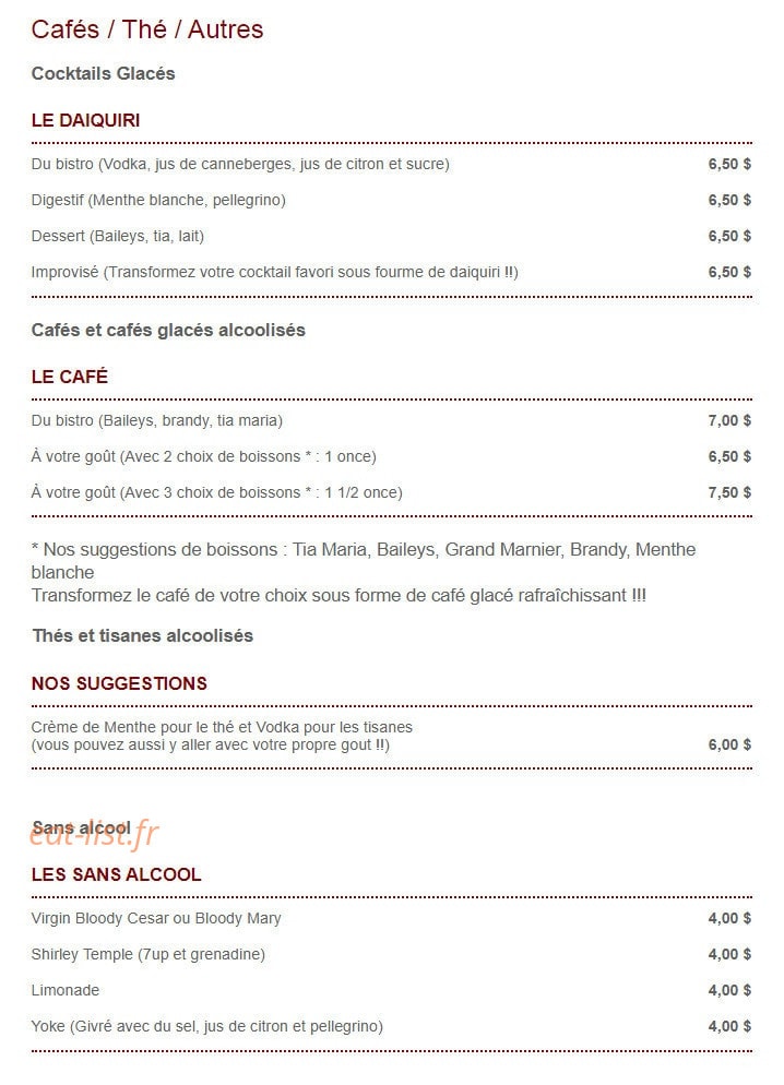 Bistrot de la Cité — carte page 15