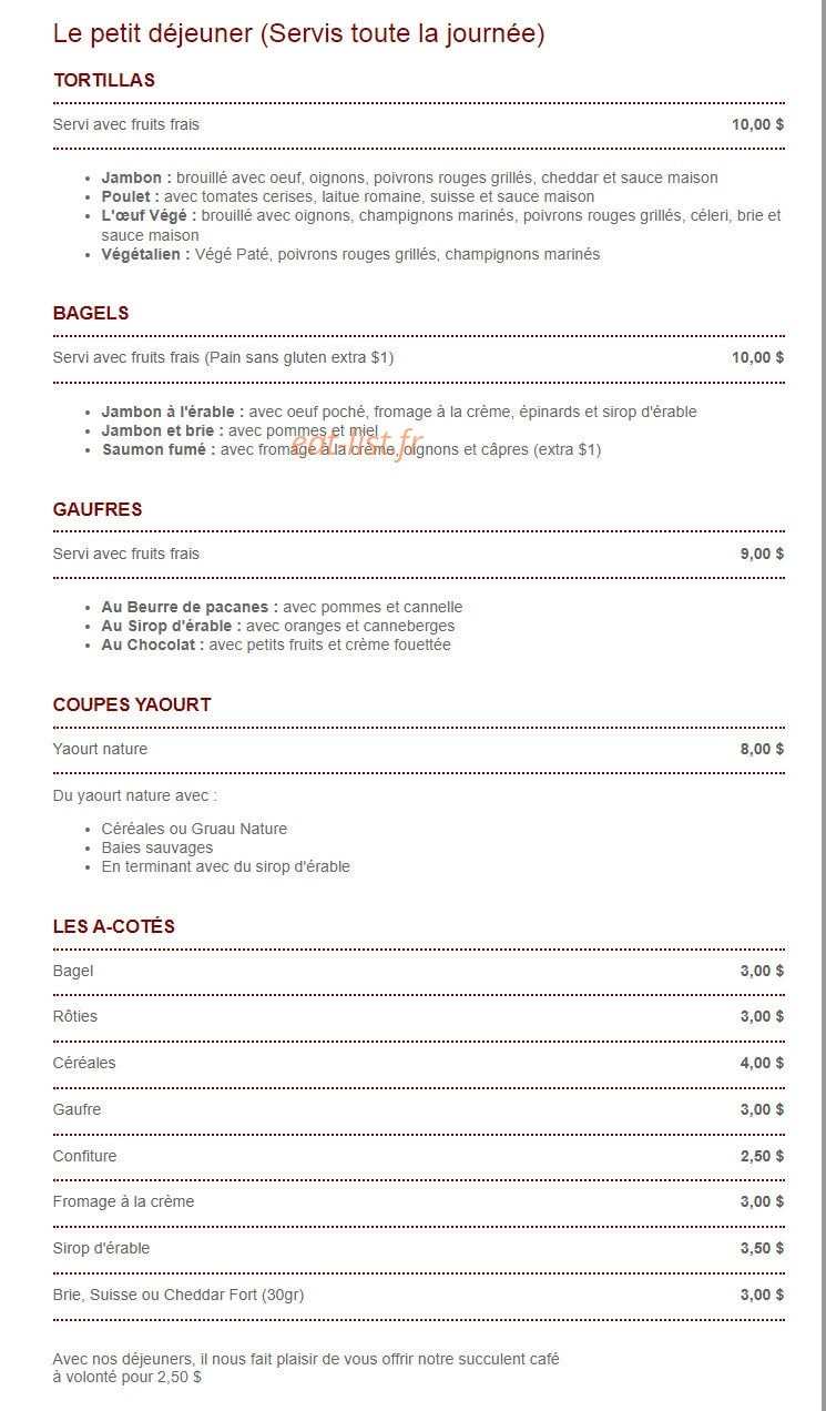 Bistrot de la Cité — carte page 2