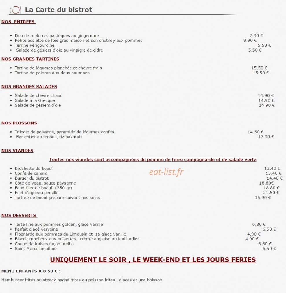Le Bistro Quai Menu , Cartes et menus / Neuilly / Bistrot Quai – KOSFY