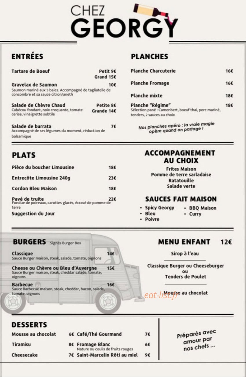 Chez Georgy — carte page 1