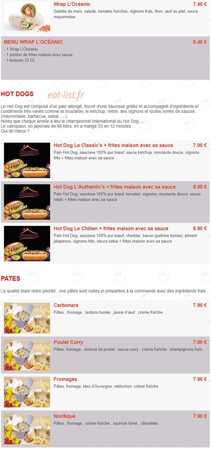 Classic's — carte page 7