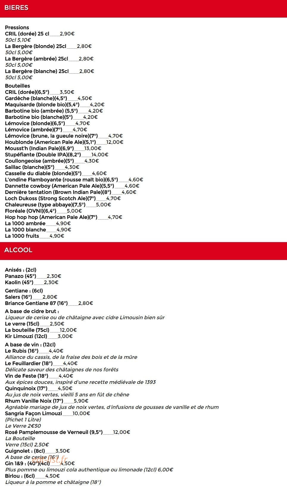 Cril Café — carte page 1