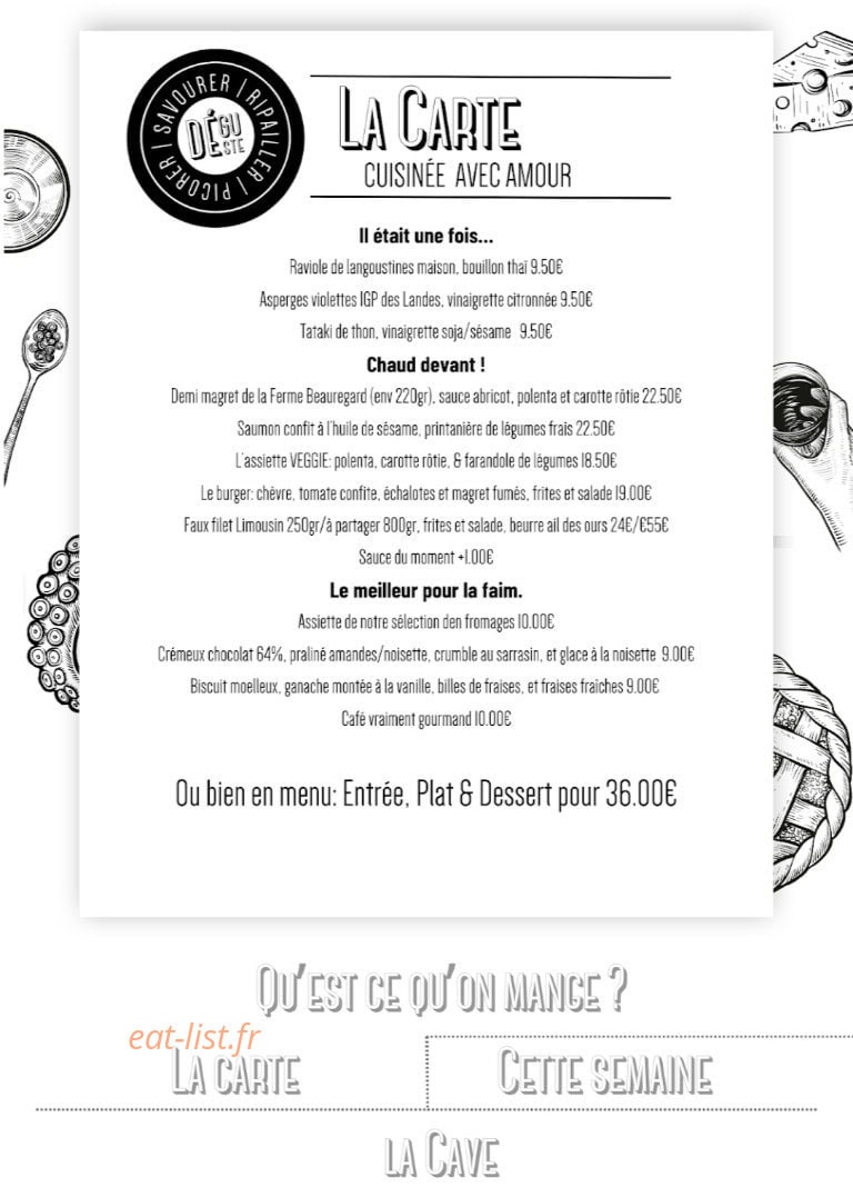 Déguste — carte page 2