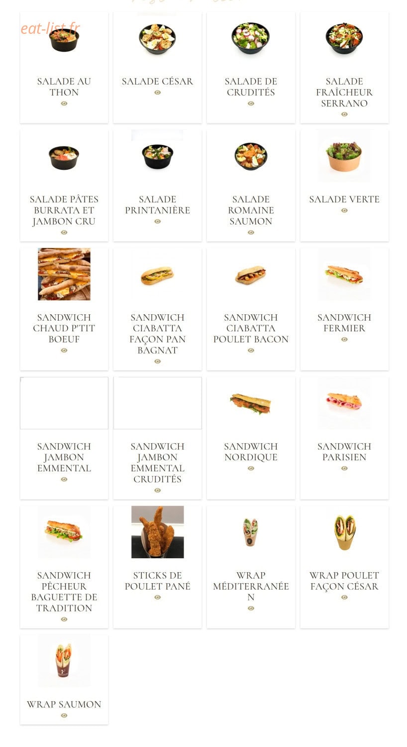 Carte et menu de Feuillette à Limoges — Les gammes de produits adaptés a vos envies suite