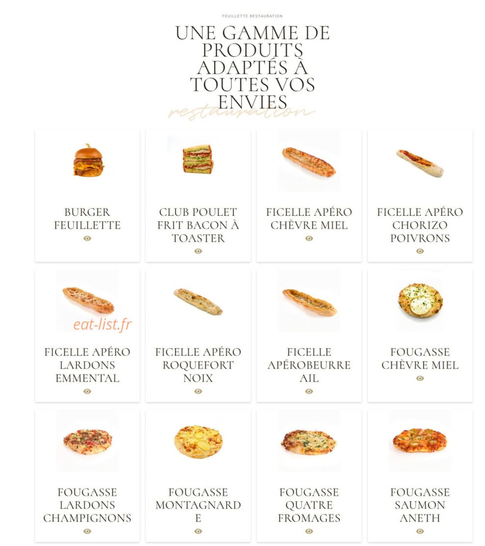 Carte et menu de Feuillette à Limoges — Les gammes de produits adaptés a vos envies