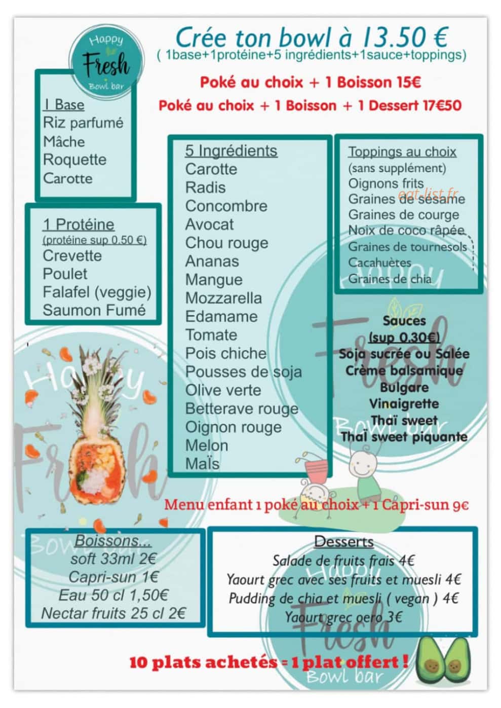 Happy Fresh — carte page 1