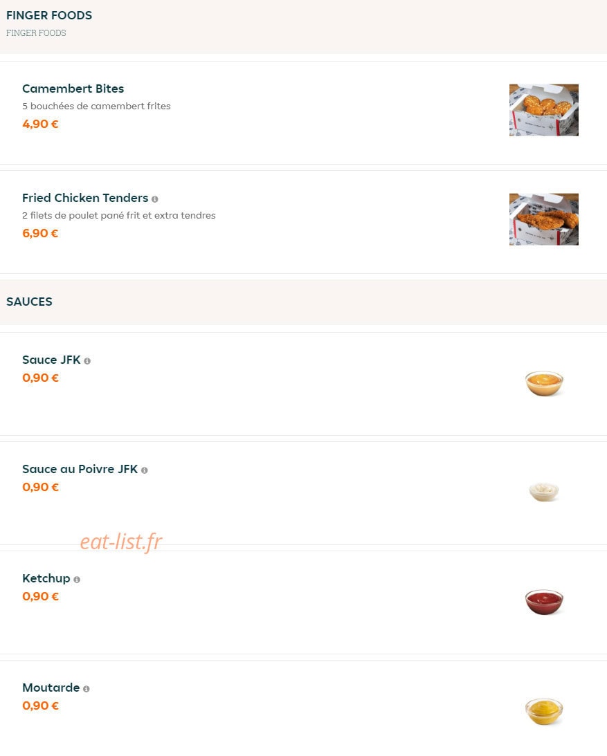 JFK Burger — carte page 3