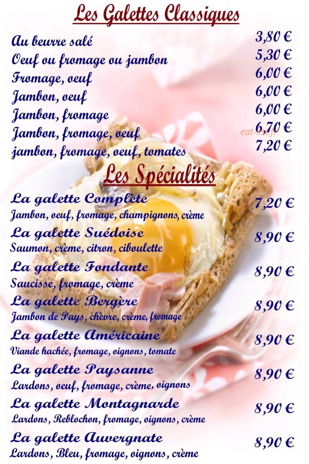 La Crêperie Cora — carte page 7
