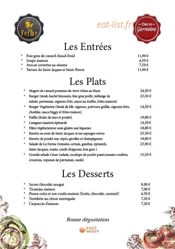 La Ferme — carte page 2
