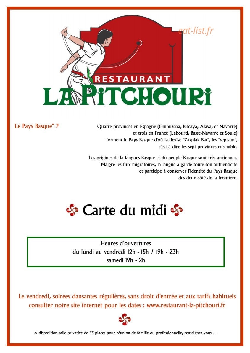 La pitchouri à Limoges, cartemenu et photos