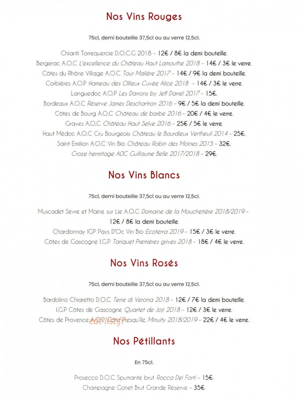 La Table — carte page 3