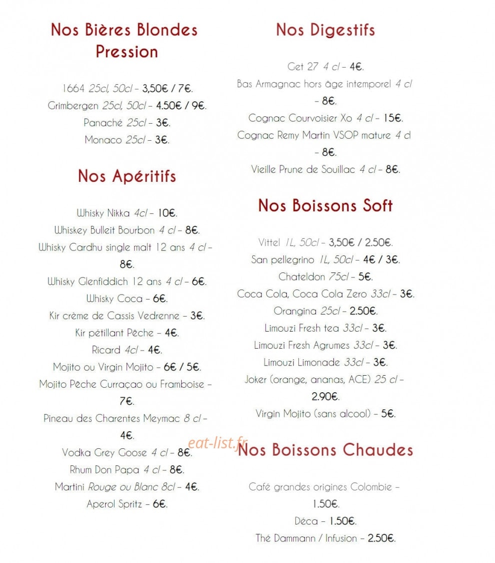 La Table — carte page 4