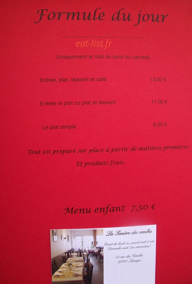 La Taniere Des Combes — carte page 1