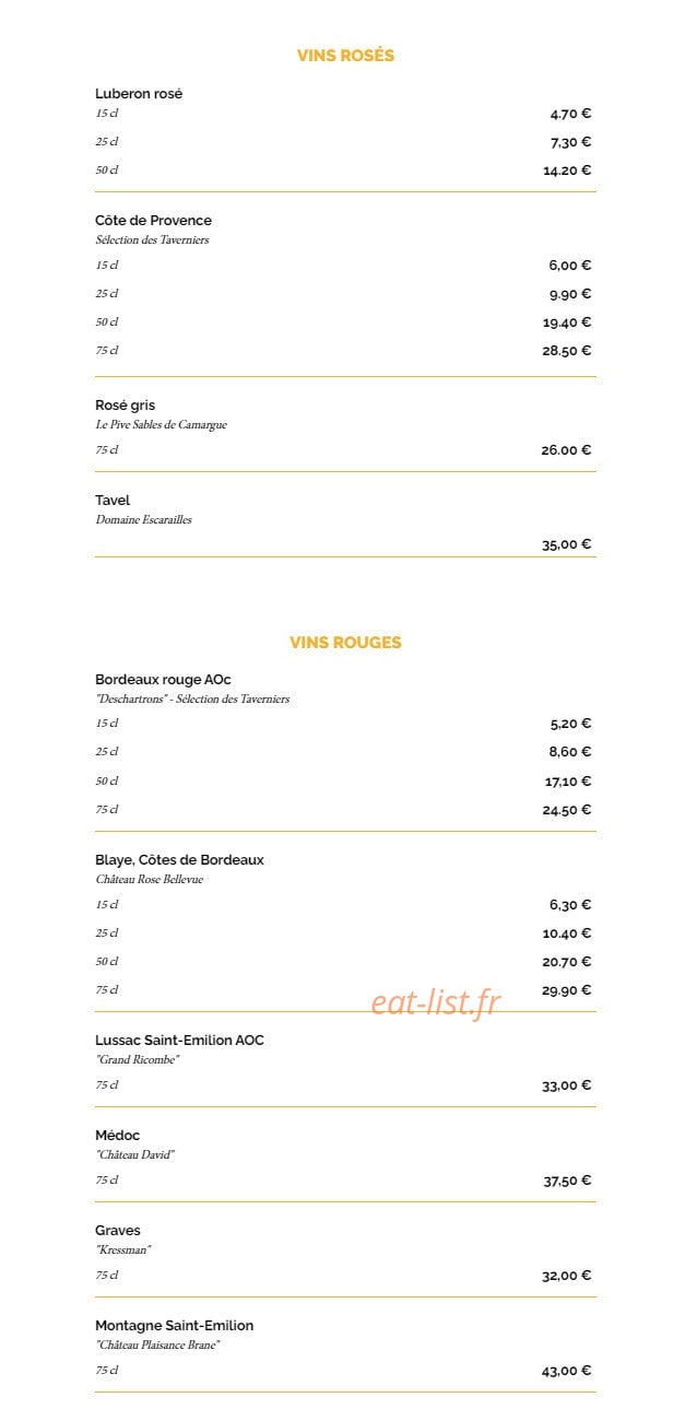 La Taverne — carte page 10
