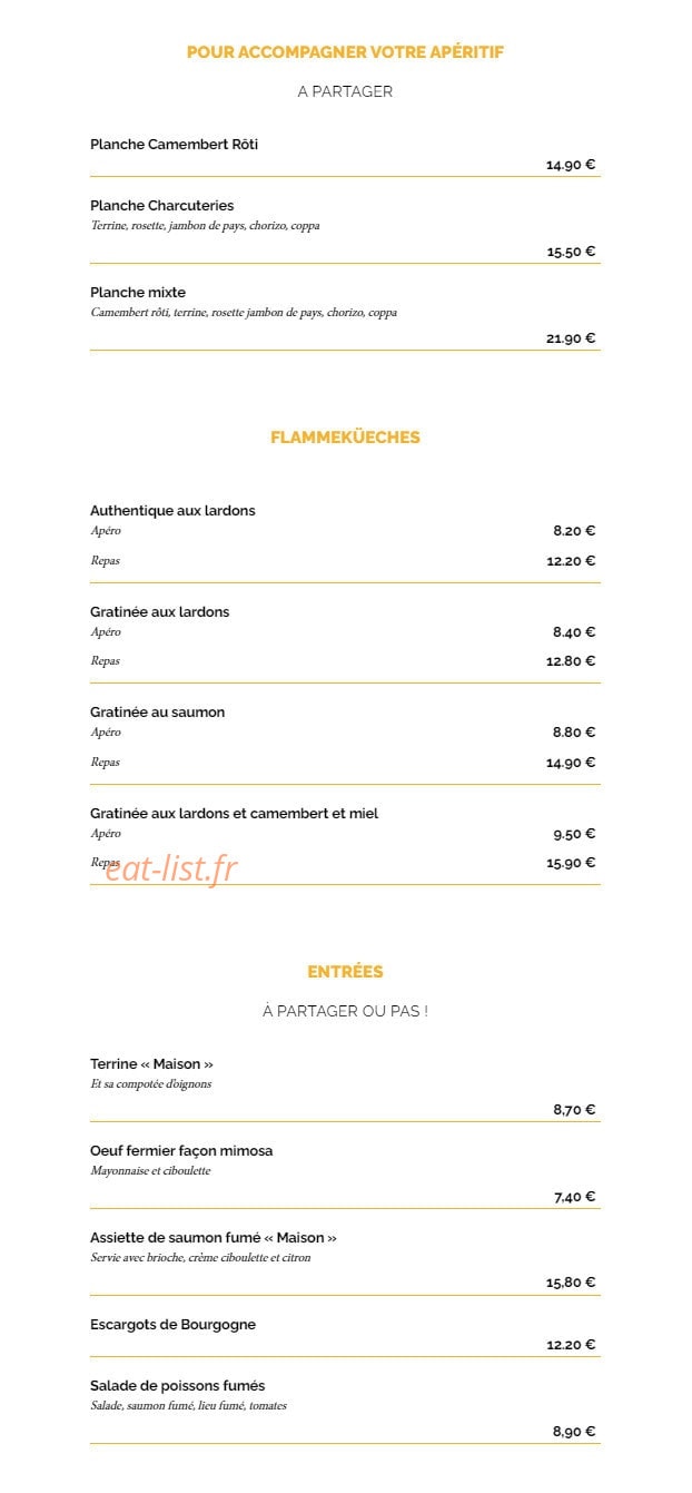 La Taverne — carte page 1