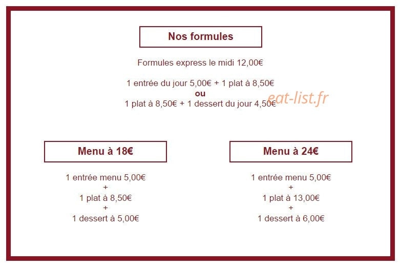 La Timbale — carte page 1