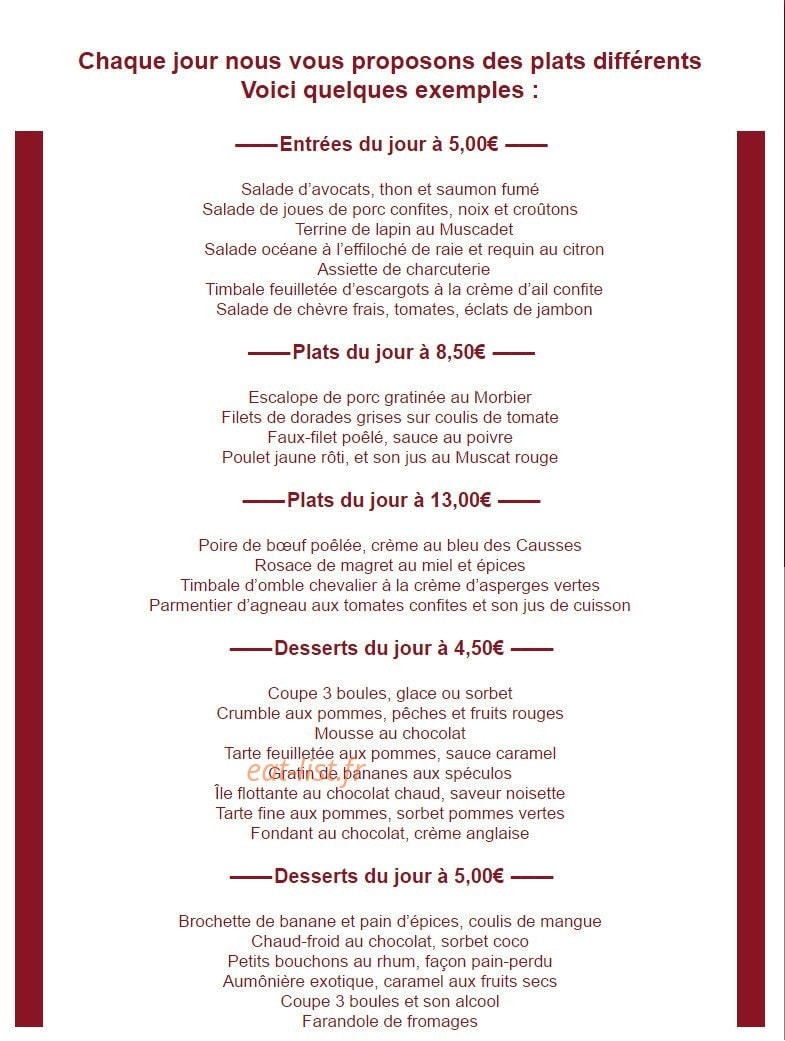 La Timbale — carte page 2